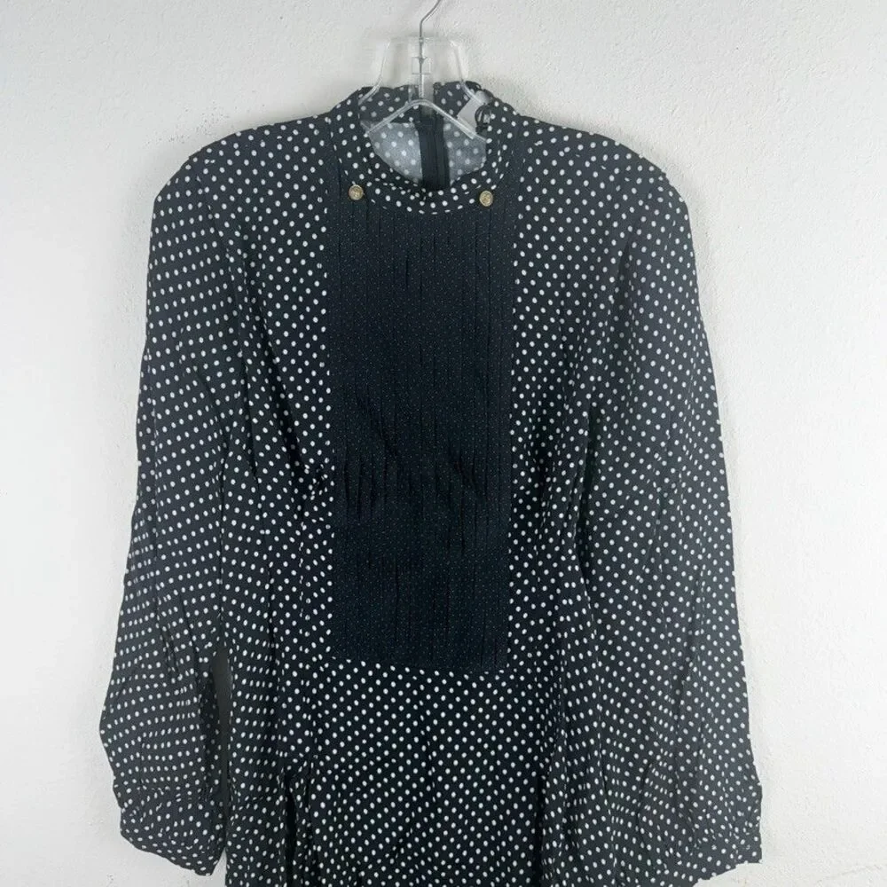 Coach 0 Polka Dot Bib Dress Long Sleeve Mini Shift Women’s Party Designer Preppy